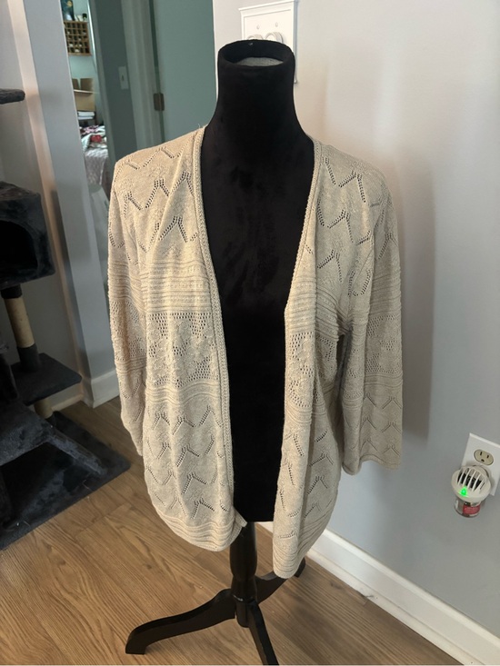 Alfred Dunner Sweaters - Quiet Luxury Coastal New England Alfred Dunner Open-Front Knit Cardigan Large